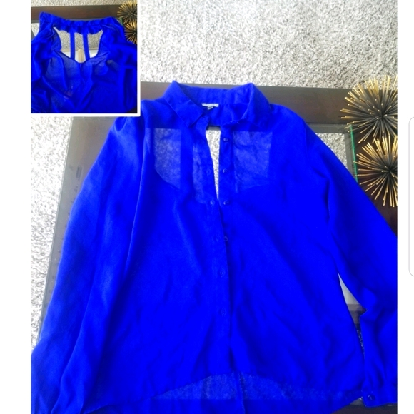 Cobalt Blue Blouse Cutouts Charlotte Russe Small - Picture 1 of 5
